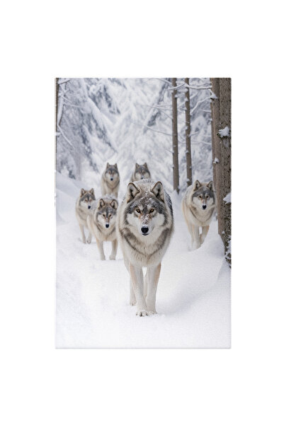 StoryGift Romania Tablou Canvas: Fotografie Cu O Haita De Lupi - Iarna Frig I...