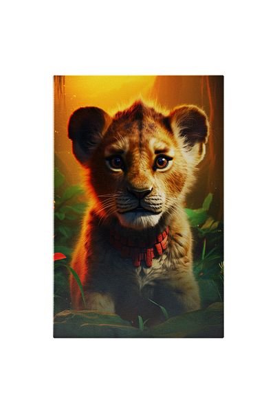 StoryGift Romania Tablou Canvas: Pui De Leu Portret Regele Junglei In Devenire In Cadrul Salbaticiei - Atmosfera