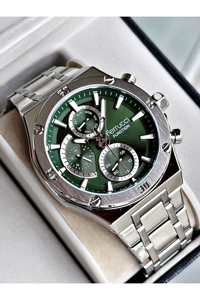 Ferrucci Silver Color Function Steel Cord Men's Wrist Watch + Bracelet