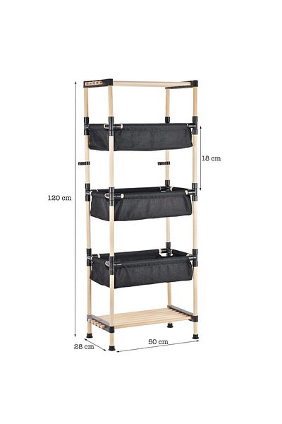 Quasar & Co. Universal Modular Shelf, ®, Shelving Unit With 2 Shelves And 3 Compartments, Wood, 50x28x120 Cm