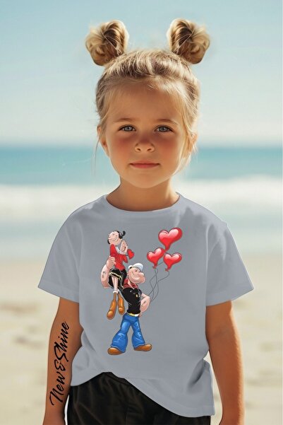 New Shine تي شيرت باباي صافيناز مطبوع كبير الحجم للأطفال