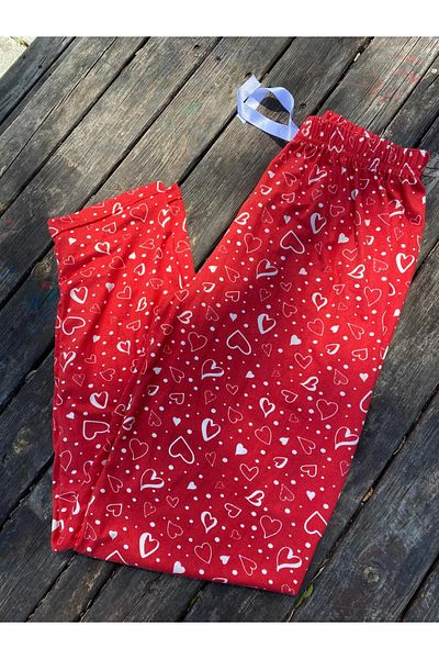 SMG DESİGN Summer Soft Textured Pajamas with Heart Print