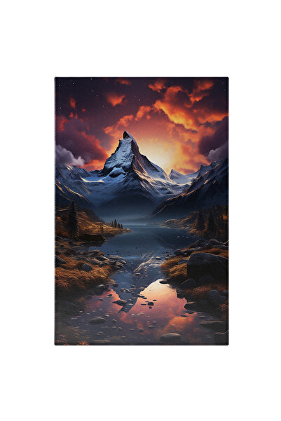 StoryGift Romania Tablou Canvas: Priveliste Panoramica Muntele Everest Apus De Soare Cer Colorat Roz Pictura Digi