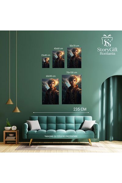StoryGift Romania Tablou Canvas: Chip De Băiat Cu Ochi Albaștri- Fotografie Artistică Pictura Digitala