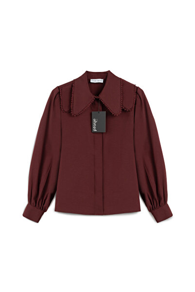 praye طفل طوق قميص قصير كلاريت أحمر