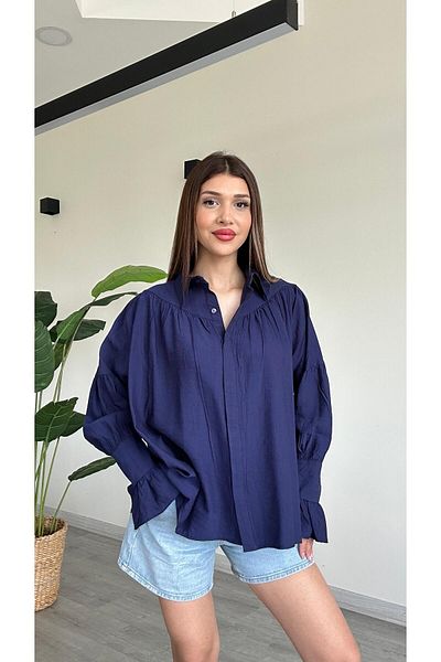 modadagiyim Women's Shirring and Sleeve Detailed Shirt