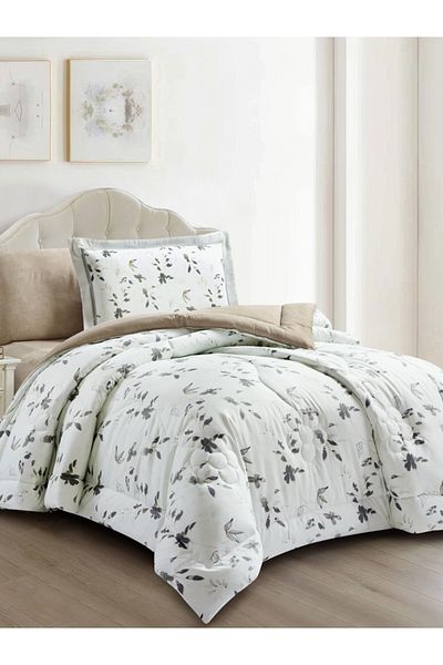 Donetella Comforter Set Single Size, 4-Pcs, 170x230 cm, Printed, All Season, Microfiber, 350 GSM
