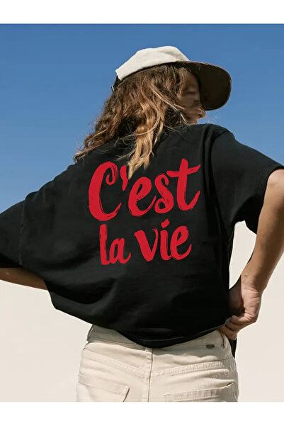 AEMİ Μπλουζάκι Unisex Cest La Vie με στάμπα 100% βαμβακερό Oversize