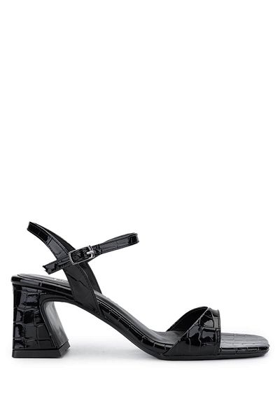 Tamer Tanca Women's Vegan Black Crocodile Heeled Shoes