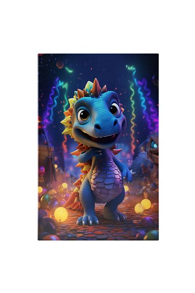 StoryGift Romania Tablou Canvas: Coloratul Dragon Cu Spatele Multicolor La O Petrecere Cu Lumini Si Artificii Cu