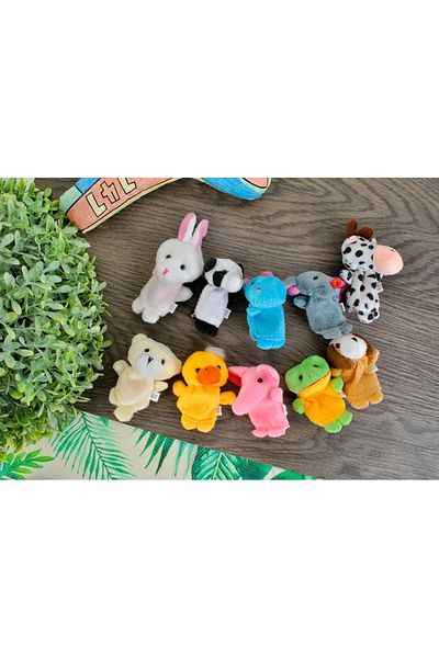 zola Set marionete pentru degete,10 bucati, textile, animalute dragalase, diametru 3 cm