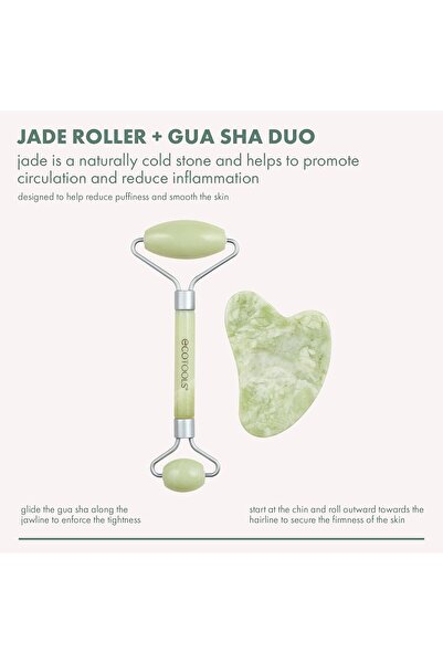Ecotools Jade Roller + Gua Sha Duo, 2PC