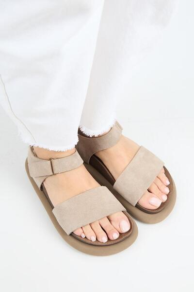 Manijero Bronx Women's Genuine Leather Scarf Velcro Mink Sandals