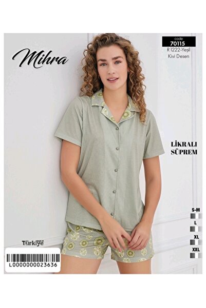 Mihra Önü Düğmeli Şortlu Pijama Takımı
