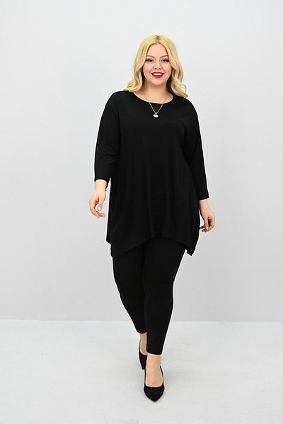 Koza Butik Women's Plus Size Three Quarter Sleeve Asymmetrical Cut Tunic 1964-25