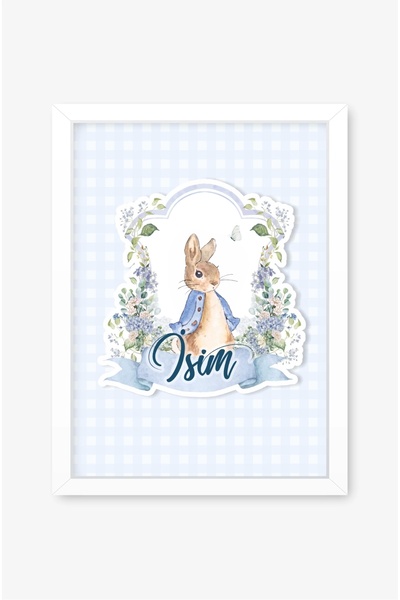 neşeli günlerim İsme Özel Peter Rabbit Beyaz Çerçeve 30x40 cm Tablo, Hastane ...