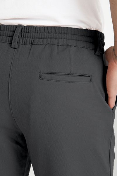 Varetta Ανδρικό Anthracite Waist Drawstring Elastic Lycra Jogger Παντελόνι με τσέπες ίσιο πόδι