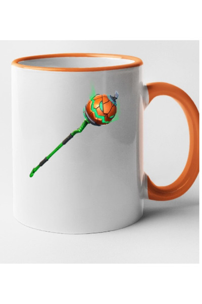 OEM Cană personalizată cu mâner portocaliu Fortnite - Târnăcop Pumpkin P'axe Green Goblin, INOVATIX®. 330ml