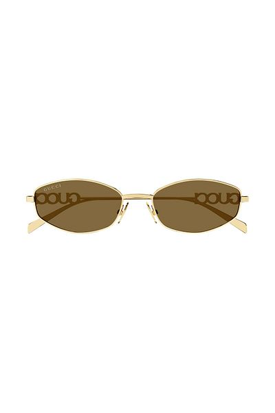 Gucci Gg 1802S 005 55 Women's Geometric Gold Metal Sunglasses