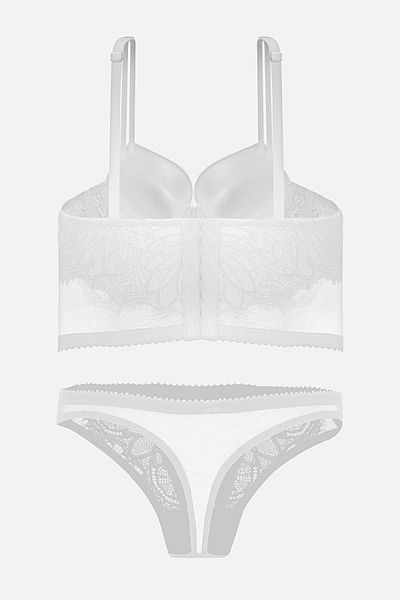 Wonna Lirio Shiny Stone Detailed Micro Bustier Panty Set - Padded - Lacy -2716- Ecru