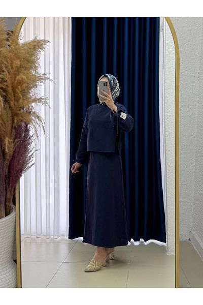 Ebrar Store Sultan Arms Drawstring Single Lever Sticker Accessory Suit with Skirts-Ek-H-110-2 Navy