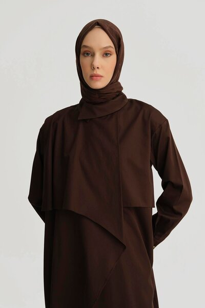 Armine Asimetrik Pamuklu Tunik 25y4703 Kahverengi