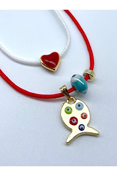 Concept HuBuTU 2 Adet Deniz Temalı Nazar Balık Figürlü Aşk Kırmızı Beyaz Yazl...