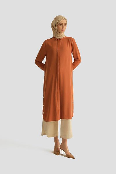 Armine Rochie tunică cu capse 25yh4406 Somon