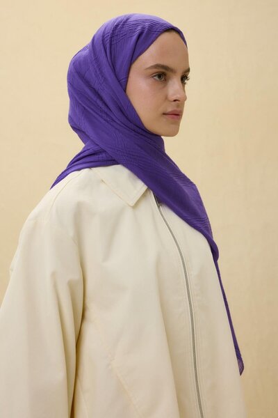 Fenza ŞAL DE BUMBAC LILYUM PURPLE FRANCĂ CU CIUCURI