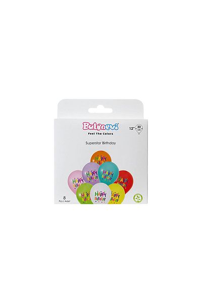 TATLI GÜNLER 4+0 Superstar Birthday Printed 12" Balloon Set of 8