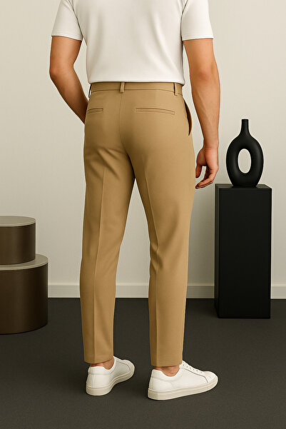 Ser Joven Erkek Camel Slim Fit Kumaş Pantolon