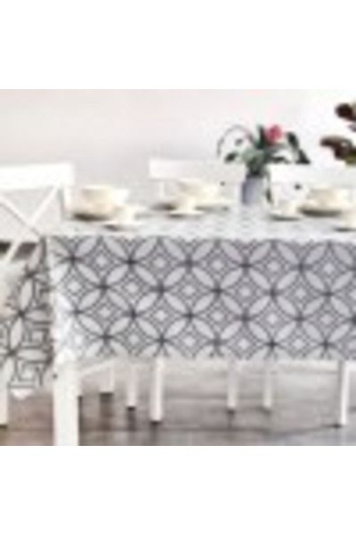 Pucioasa Fata de masa teflonata din bumbac, 160x320cm, model geometric cu cercuri