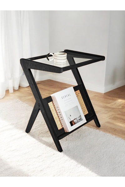 Zeus Dizayn Poseidon Ahşap Yan Sehpa ve Gazetelik