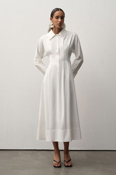 Mathilda By Çiğdem Bilici Women's White Beliz Midi Shirt Dress
