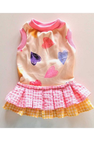 PATİBÖR Plaid Pink Skirt Dog Outfit