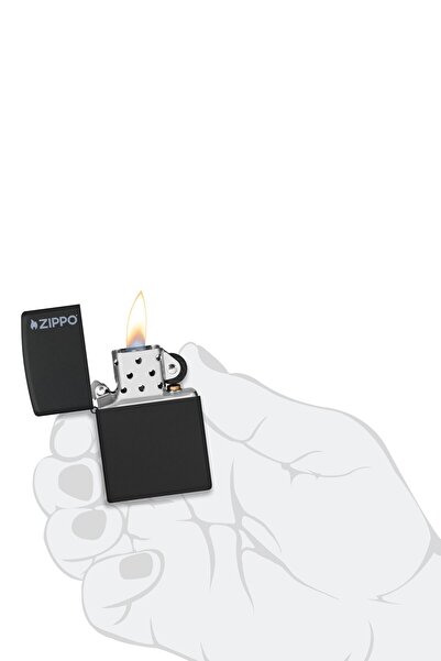 Zippo Çakmak Black Matte Siyah Logo 218zl-000023