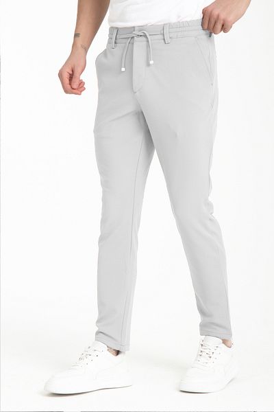 Varetta Ανδρικό Cloud Grey μέσης με ελαστική τσέπη Lycra Jogger Παντελόνι ίσιο πόδι
