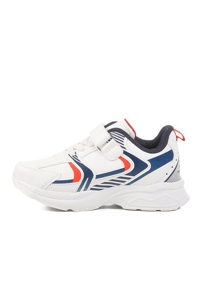 AYAKMOD Pantofi sport alb cu plasă cu velcro pentru băieți 2330 F