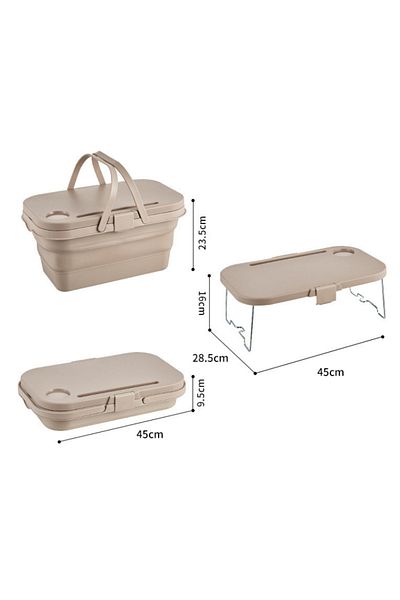 Viyogo 2-in-1 foldable basin with picnic table, 8 L, 45 x 28.5 x 23.5/9.5 cm, beige