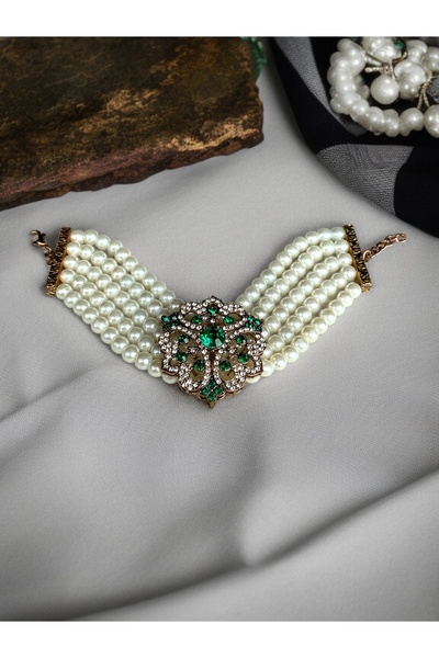 FAYRA ACCESSORIES Kristal Taşlı Tasarım İnci Bileklik