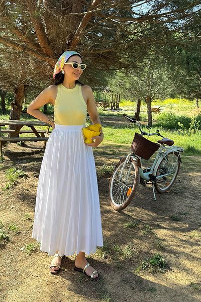Seda Yalçın Atelier White Pinterest Flowy Premium Skirt
