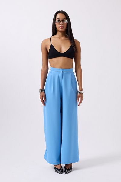 Black Fashion Casual High Waist Blue Trousers