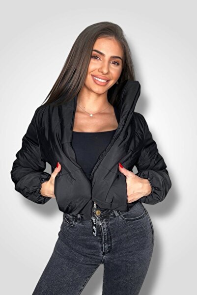 BOMBFIT Geaca Cropped Puffer Neagra