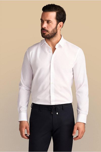 Kiğılı Μακρυμάνικο Slim Fit Slim Fit Βαμβακερό πουκάμισο χωρίς σίδερο