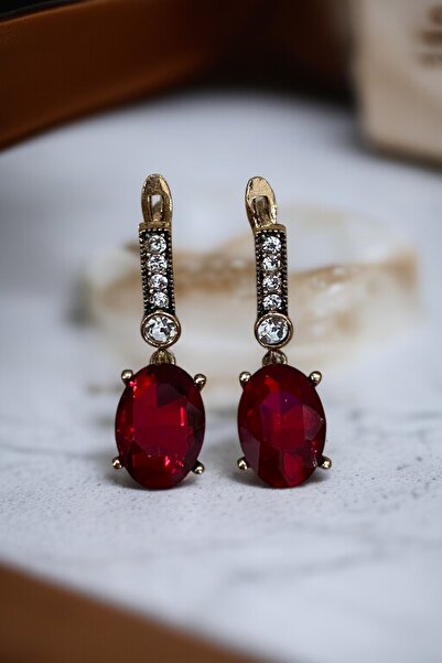 FAYRA ACCESSORIES Kristal Taşlı Oval Küpe