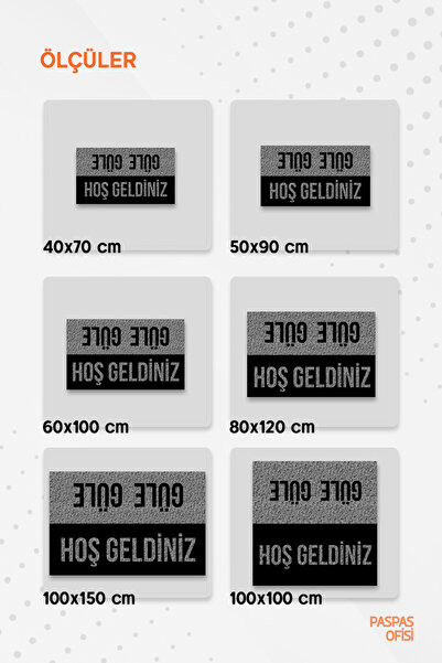 Paspas Yap Hoş Geldiniz Güle Güle Baskılı Kıvırcık Paspas Suya Dayanıklı İç ve Dış Mekan Paspas