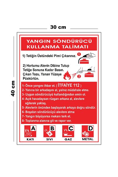 Lucena Metal Fire Extinguisher Operating Instructions 30 cm X 40 cm A3 Size Warning Sign Directional