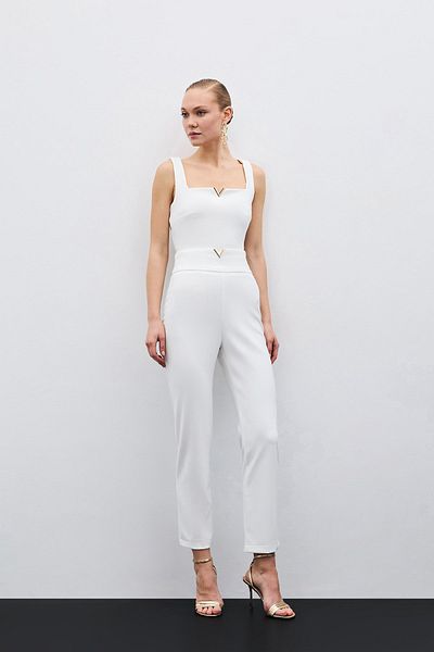 Sateen Ecru Waist Accessory Trousers