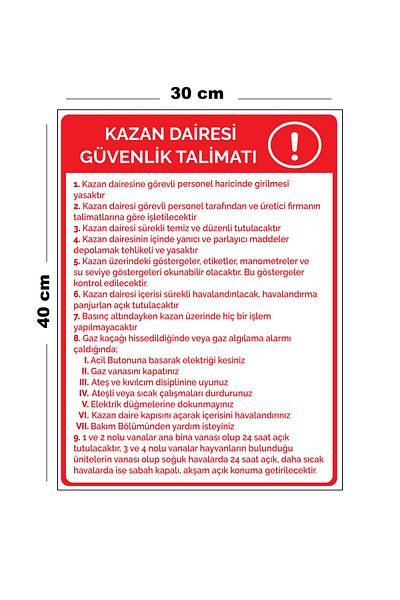 Lucena Metal Boiler Room Safety Instruction 30cm X 40cm A3 Size Warning Sign Directional Signboard