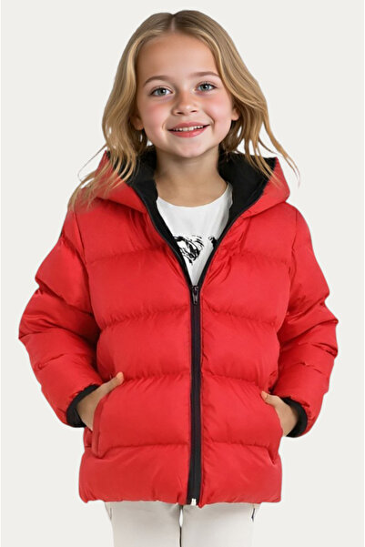 Montstop Devojčički crveni kaput i jakna sa kapuljačom, podstavljeni flisom, ...